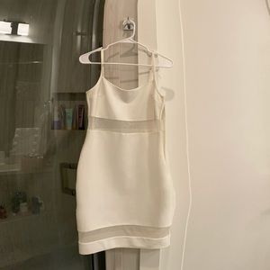 Topshop White Midi Dress with mesh detailing